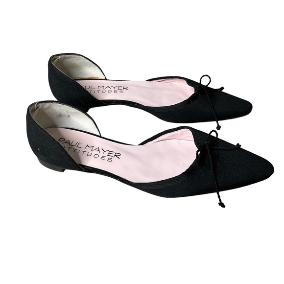 Paul Mayer Attitudes Black Pointed Toe D’Orsay Flats 8 - Picture 3 of 10